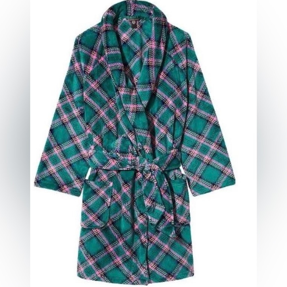Victoria’s Secret Green and Pink fleece Robe